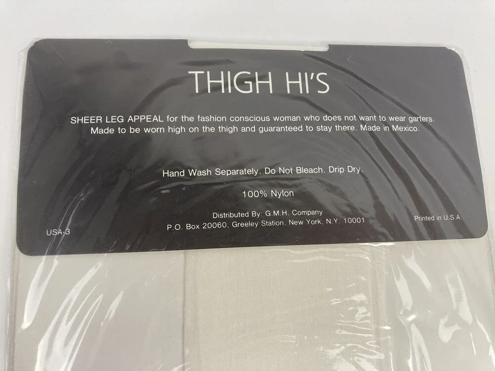 VTG 80s NOS Gold Medal Thigh Hi White Nylon Stocking Pantyhose Sz B - 5'5